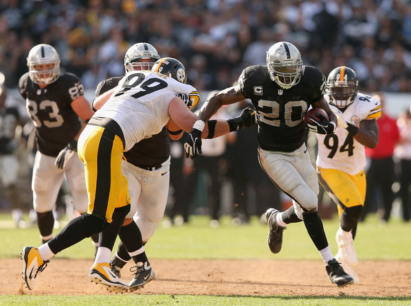Darren McFadden found the end zone twice against the Steelers